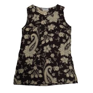 VTG Jaeger 100% silk top floral Paisley brown pattern womens Made in UK